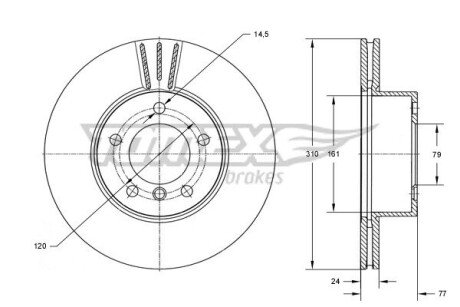 Диск тормозной (передний) BMW 5 (E60/E61) 03-10 (310x24) TX7395