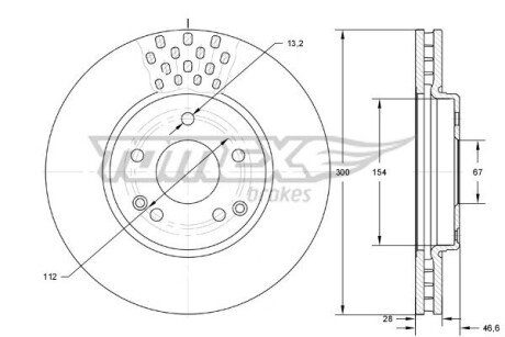 Диск тормозной (передний) MB C-class (W203/CL203/S203)/E (W210/S210) 96-07 (300x28) TOMEX TX7404 (фото 1)