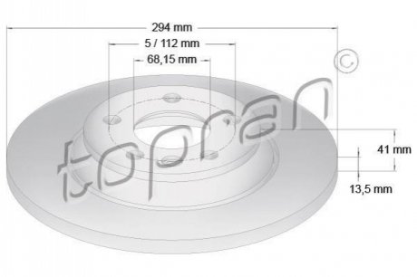 Тормозной диск (задний) TOPRAN / HANS PRIES 107 692 (фото 1)
