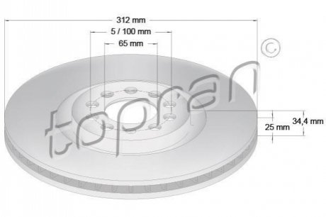 Гальмівний диск TOPRAN / HANS PRIES 109524 (фото 1)