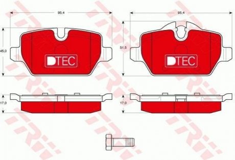 Дисковые тормозные колодки (задние) TRW GDB1612DTE (фото 1)