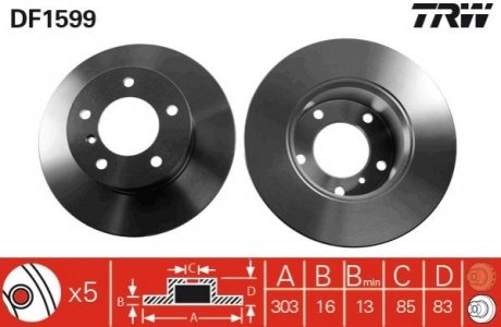 Тормозной диск (передний) TRW DF1599 (фото 1)