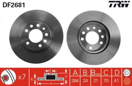 Гальмівний диск (передній) TRW DF2681 (фото 1)