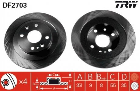 Тормозной диск (задний) TRW DF2703 (фото 1)