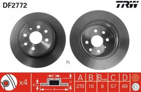 Тормозной диск (задний) TRW DF2772 (фото 1)