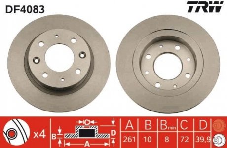 Тормозной диск (задний) TRW DF4083 (фото 1)