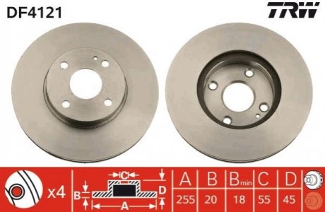 Гальмівний диск (передній) TRW DF4121 (фото 1)