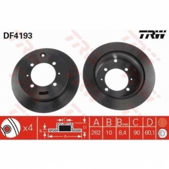 Тормозной диск (задний) TRW DF4193 (фото 1)