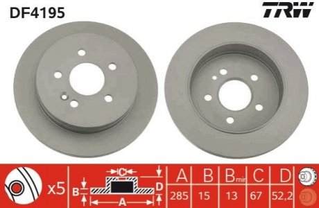 Тормозной диск (задний) TRW DF4195 (фото 1)