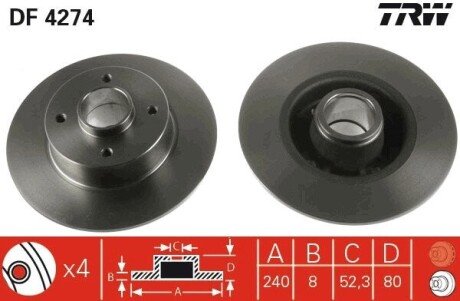 Гальмівний диск TRW DF4274 (фото 1)