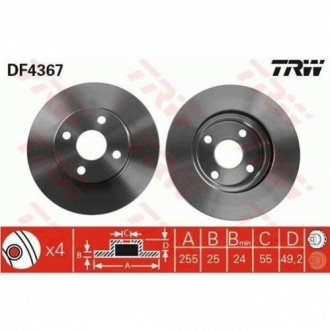 Гальмівний диск (передній) TRW DF4367 (фото 1)