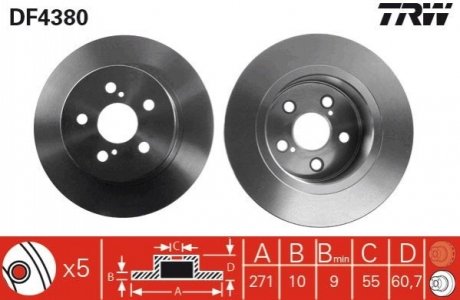 Тормозной диск (задний) TRW DF4380 (фото 1)