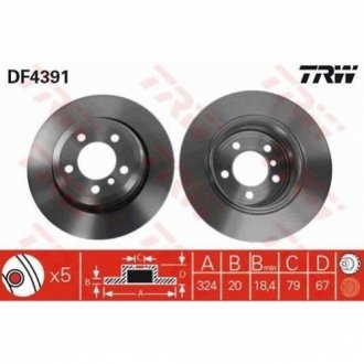 Тормозной диск (задний) TRW DF4391 (фото 1)
