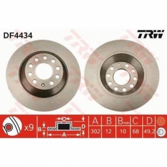 Тормозной диск (задний) TRW DF4434 (фото 1)