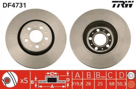 Тормозной диск (передний) TRW DF4731 (фото 1)