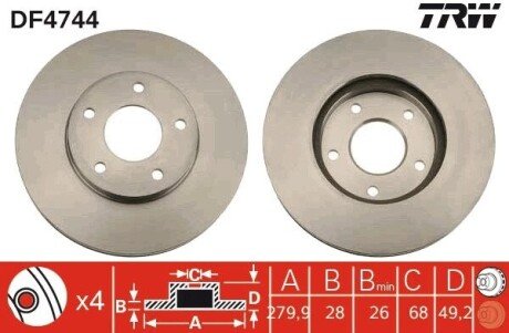 Гальмівний диск TRW DF4744 (фото 1)