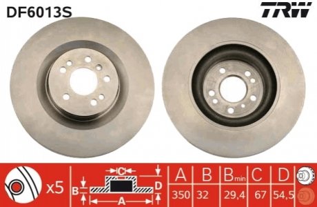 Гальмівний диск (передній) TRW DF6013S (фото 1)