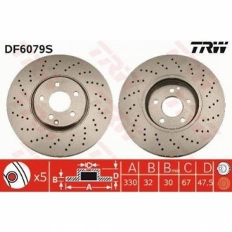 Гальмівний диск (передній) TRW DF6079S (фото 1)