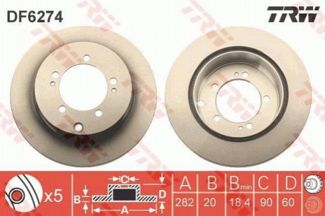 Тормозной диск (задний) TRW DF6274 (фото 1)