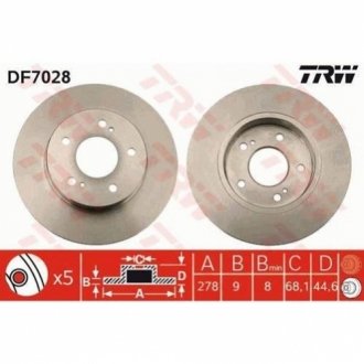 Гальмівний диск (задній) TRW DF7028 (фото 1)