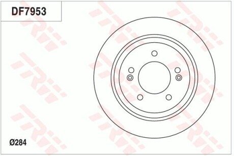 Диск гальмівний (1 шт.) HYUNDAI/KIA Grandeur/Optima/Soul "R D=284mm "11>> TRW DF7953 (фото 1)