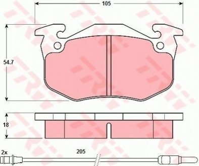 Гальмівні колодки, дискове гальмо (набір) TRW GDB308 (фото 1)