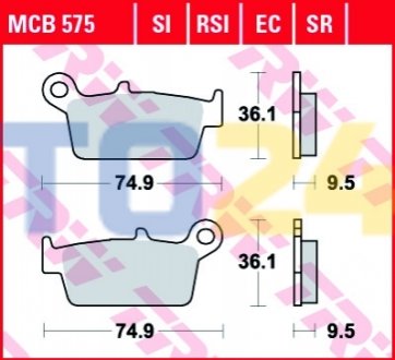 Тормозные колодки (задние) TRW MCB575EC (фото 1)