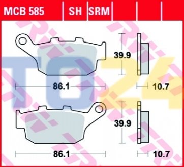 Тормозные колодки (задние) TRW MCB585 (фото 1)