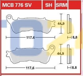 Дисковые тормозные колодки (задние) TRW MCB776SH (фото 1)