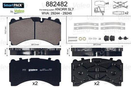 Колодки тормозные WVA 29244/29245; 207,3x113,7x35 882482