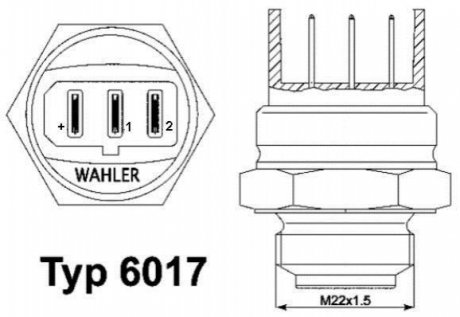 Термовимикач вентилятора радіатора. Термовимикач вентилятора радіатора WAHLER 601785D (фото 1)