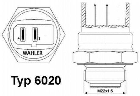 Термовимикач вентилятора радіатора. Термовимикач вентилятора радіатора WAHLER 602095D (фото 1)