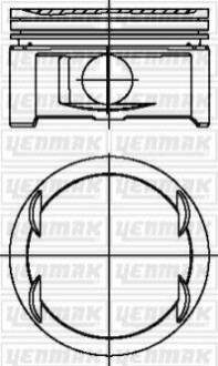 Поршень с кольцами і пальцем OPEL Omega B 2.6 (размер отв. 83.2 / STD) (Y 26 SE) YENMAK 31-03797-000 (фото 1)