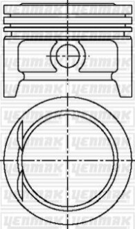 Поршень с кольцами і пальцем (размер отв. 77.60/STD) OPEL Astra F/G, Corsa, 1,4 (X 1,4 XE, NC,NE,NZ) YENMAK 31-03808-000 (фото 1)