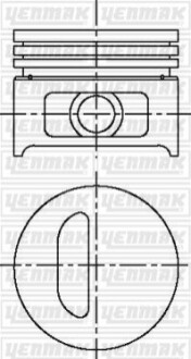 Поршень с кольцами і пальцем (размер отв. 75.8 / STD) RENAULT Clio, 1,2 -98 (4ц.) (E5F A 710 / E7F 708) YENMAK 31-03914-000 (фото 1)