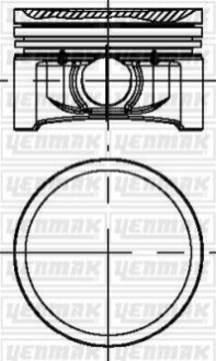 YENMAK Поршень с кольцами і пальцем (размер отв. 69.00/ STD) RENAULT Clio, Logan, 1,2 (D4F 740-728-730 75PS) 31-04184-000