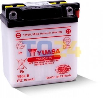 МОТО 12V 3,2Ah YuMicron Battery (сухозаряжений) YUASA YB3L-B (фото 1)
