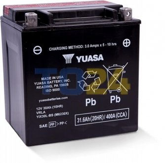 Акумулятор 31,6Ah-12v YUASA AGM (166x126x175), R+ YIX30L-BS