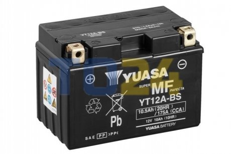 МОТО Yuasa 12V 10Ah  MF VRLA Battery YT12A-BS(сухозаряжений)