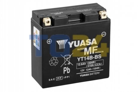 Акумулятор 12,6Ah-12v AGM (150x70x145), L+ YUASA YT14B-BS (фото 1)