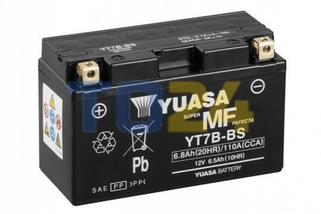 Акумулятор залитий та заряджений 6,8Ah 110A YUASA YT7B-BS (фото 1)