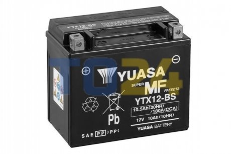 МОТО Yuasa 12V 10,5Ah  MF VRLA Battery YTX12-BS (сухозаряжений)
