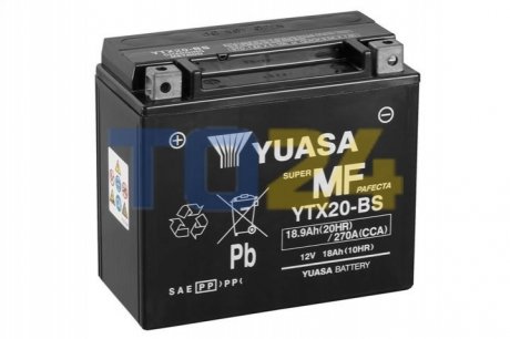 Акумулятор 18,9Ah-12v AGM (175x87x155), L+ YUASA YTX20-BS (фото 1)