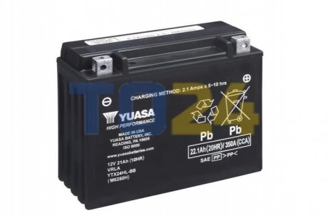 МОТО Yuasa 12V 22,1Ah High Performance MF VRLA Battery YTX24HL-BS(сухозаряжений)