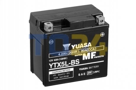 МОТО Yuasa 12V 4Ah  MF VRLA Battery AGM YTX5L-BS(сухозаряжений)