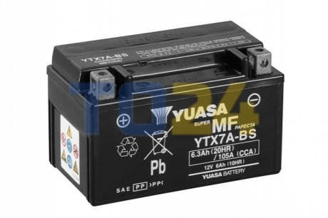 МОТО Yuasa 12V 6Ah MF VRLA Battery AGM YTX7A-BS(сухозаряжений)
