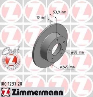 Тормозной диск (задний) ZIMMERMANN 100.1237.20 (фото 1)