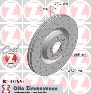 Гальмівний диск ZIMMERMANN 100332652 (фото 1)