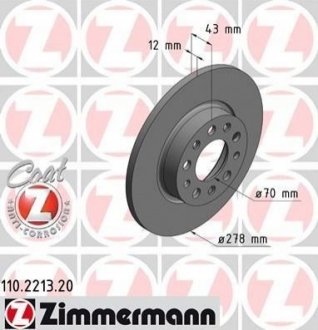 Тормозной диск (задний) ZIMMERMANN 110.2213.20 (фото 1)