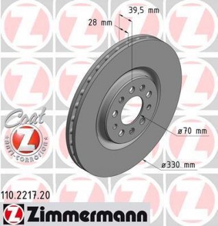 Гальмівний диск (передній) ZIMMERMANN 110.2217.20 (фото 1)